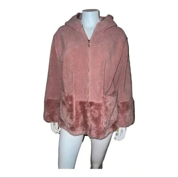 Koolaburra by UGG Women's Hooded Fuzzy Jacket Ice Rose Small NWOT - Picture 2 of 8